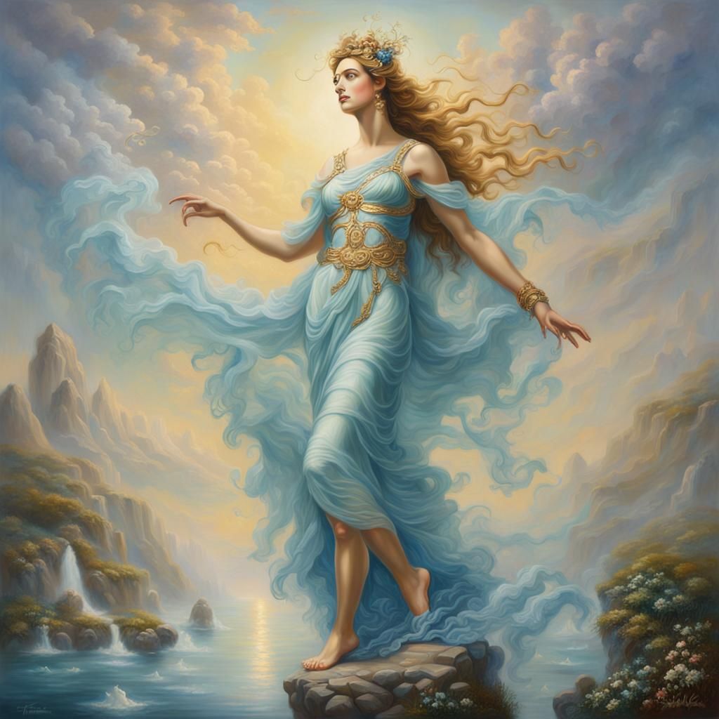 Aphrodite: Surreal Goddess in Melting Oil on Canvas