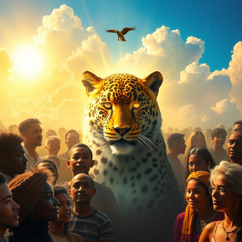 Ethereal Leopard King in Divine Gathering