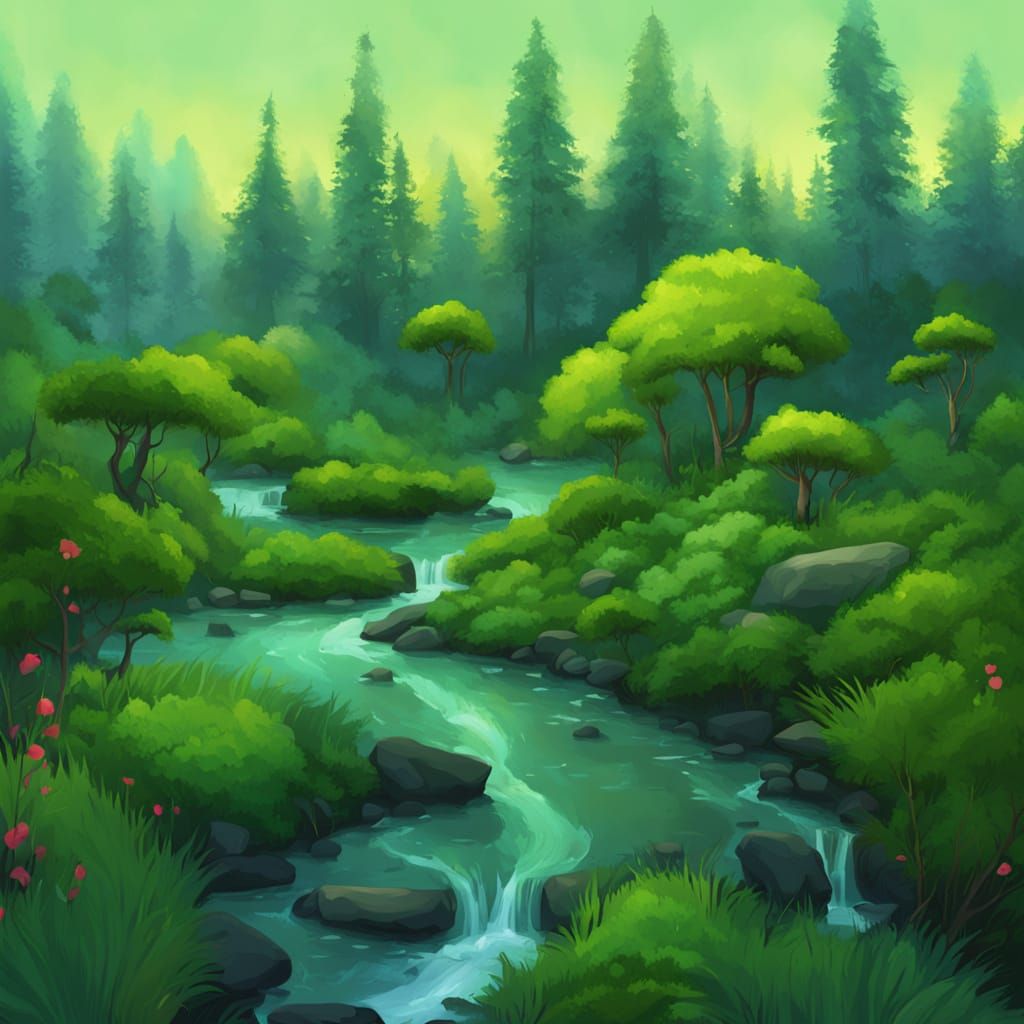 Enchanted Forest Clearing with Magical Glowing Moss