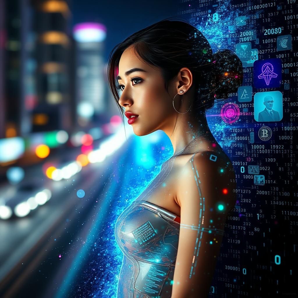 Digital Convergence: A Cybernetic Transformation in Neon Lig...