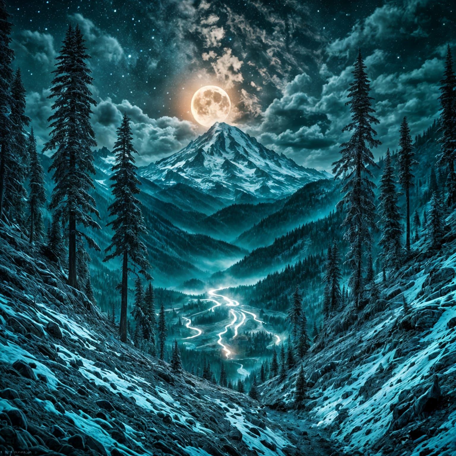 Mount Rainier Night Landscape in Washington State