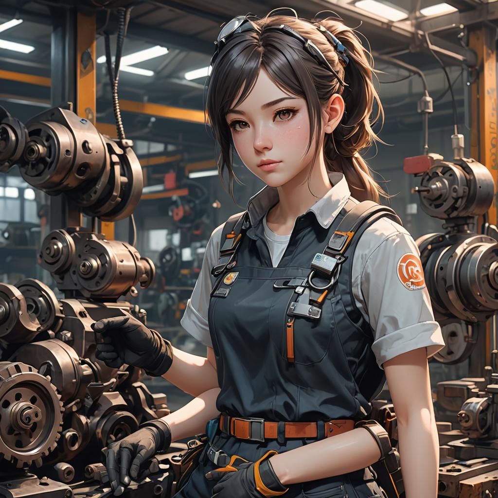 Anime Style 3D Rendering of Teenage Mechanic