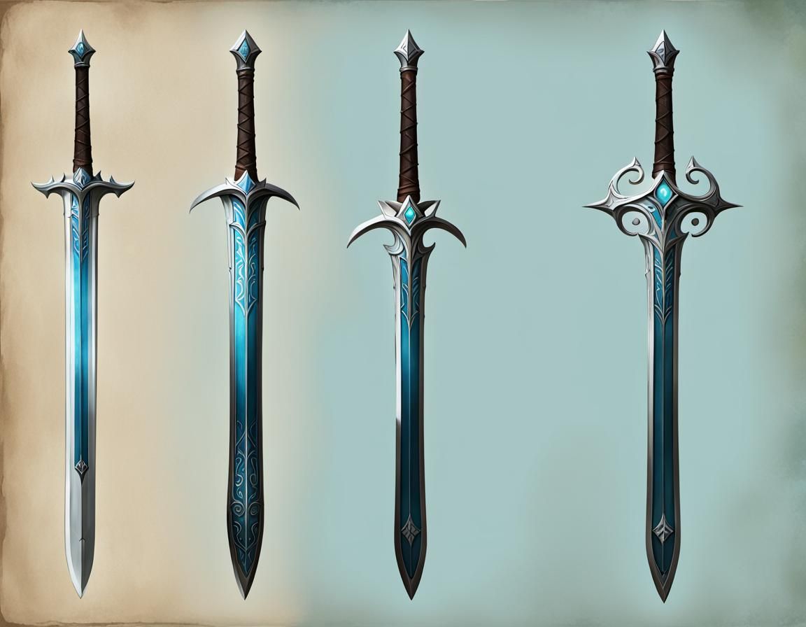 Elvish Sword Concept Art with Game Blueprints