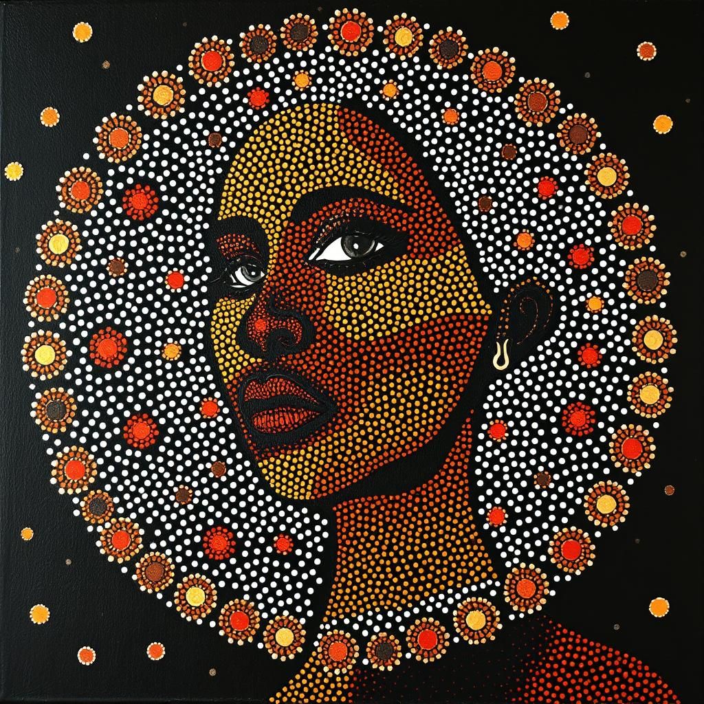 Wandjina Style Portrait with Cosmic Fractals