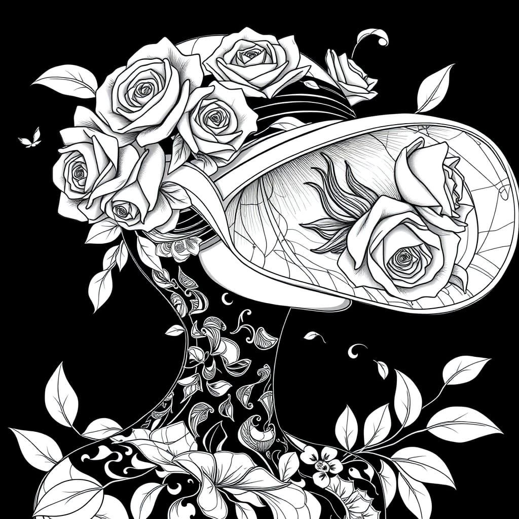 Luxury Hat with Golden Roses in Art Deco Style