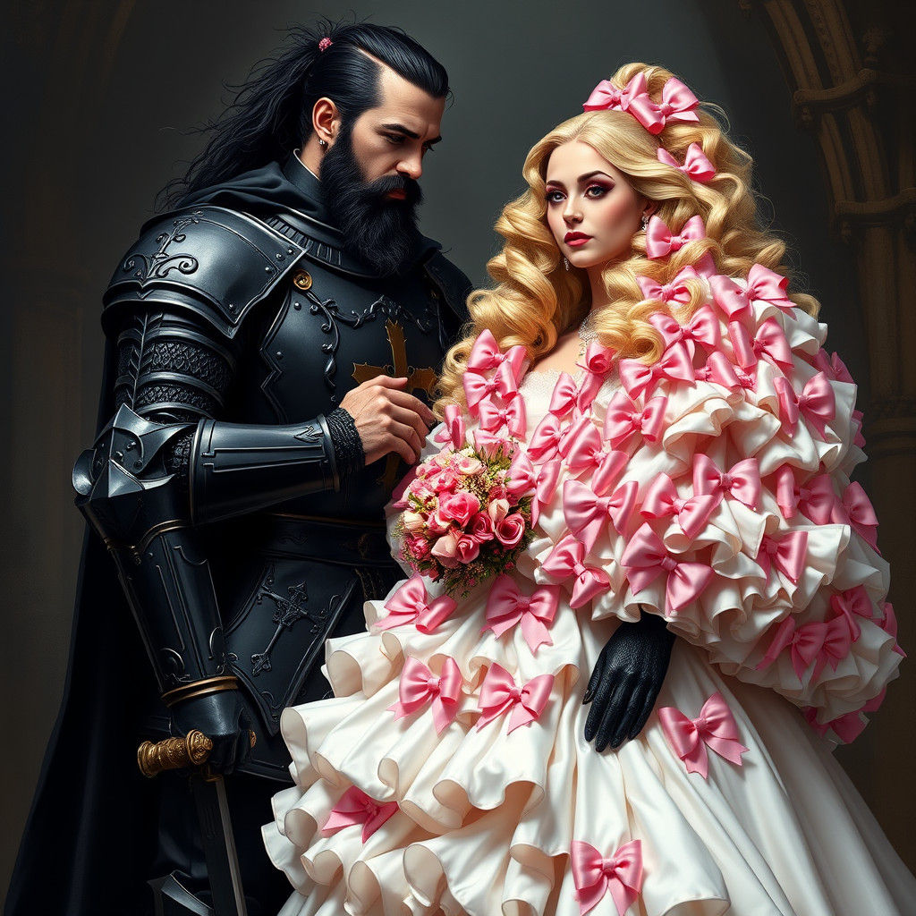Knight and Bride in Gothic Art Style