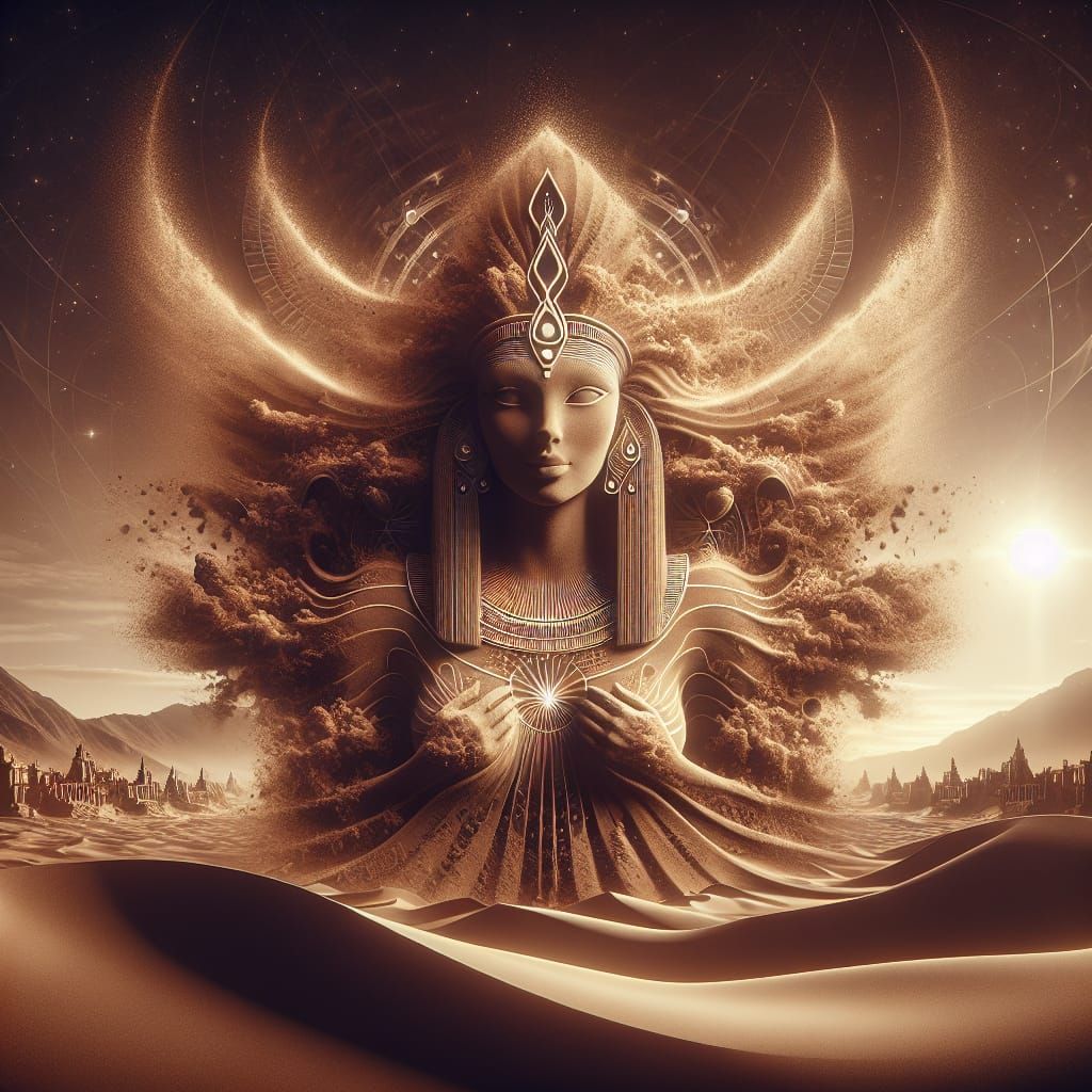 Sand Goddess Sekhmet Arising: Digital Art Piece