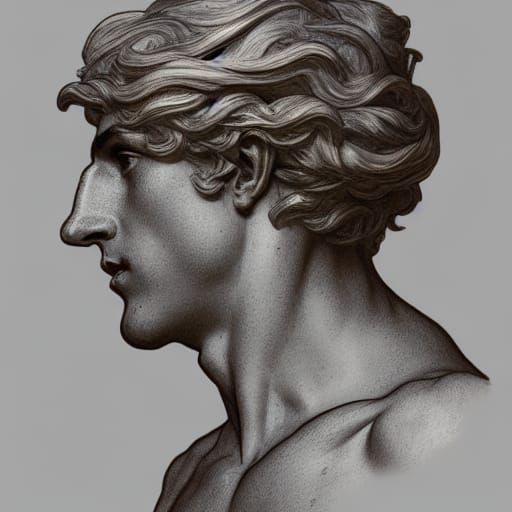Baroque Man Sculpture in Art Nouveau Style