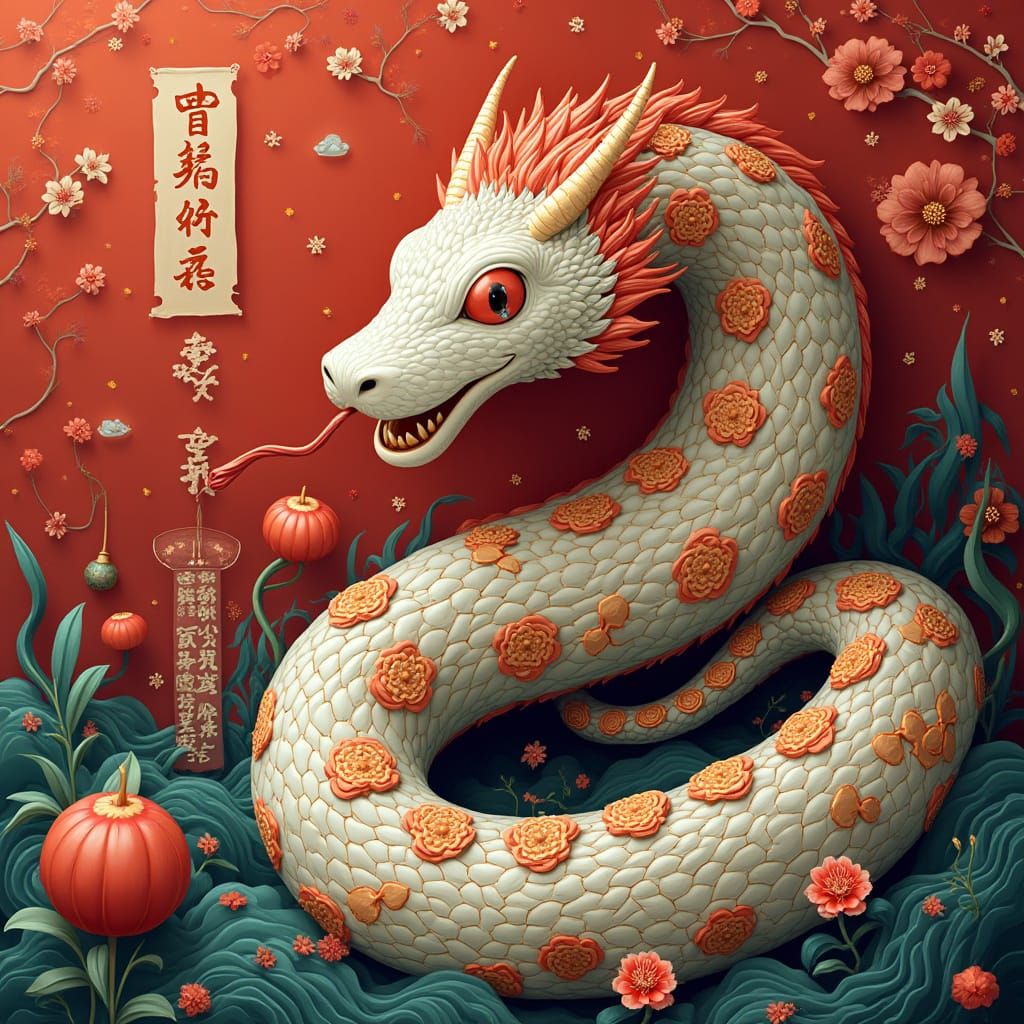 Majestic Snake in Contemporary Digital Art Style