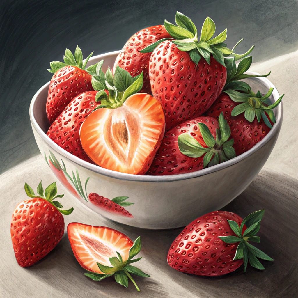 Luscious Strawberries in Vibrant Oil Painting