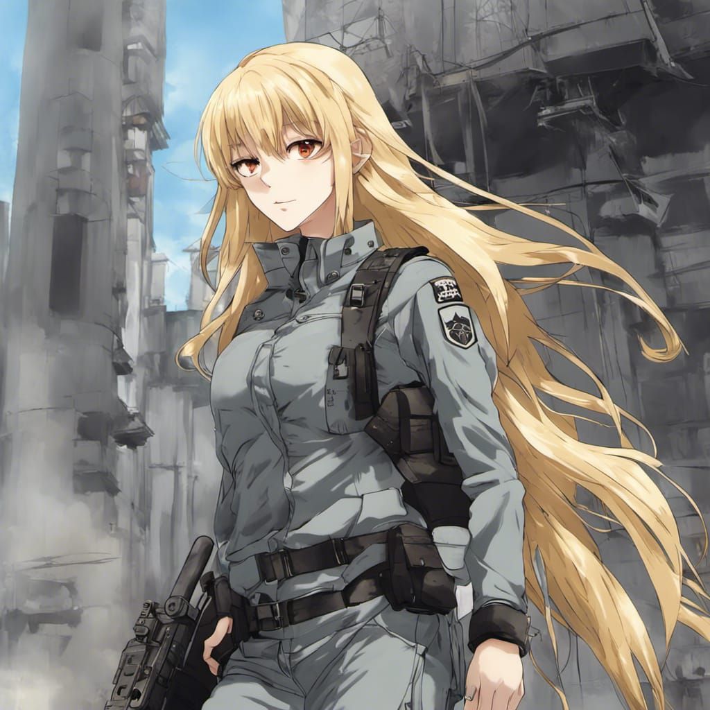 Blonde Manga Girl in SAS Gear, Anime Style