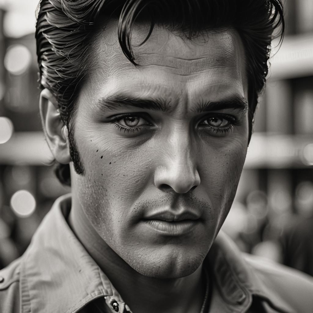 Moody Close Up Portrait of Elvis Presley
