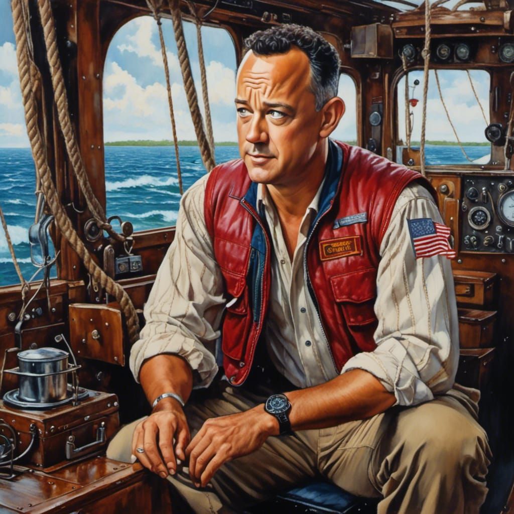 Forest Gump on Shrimp Boat: Detailed Oil Painting