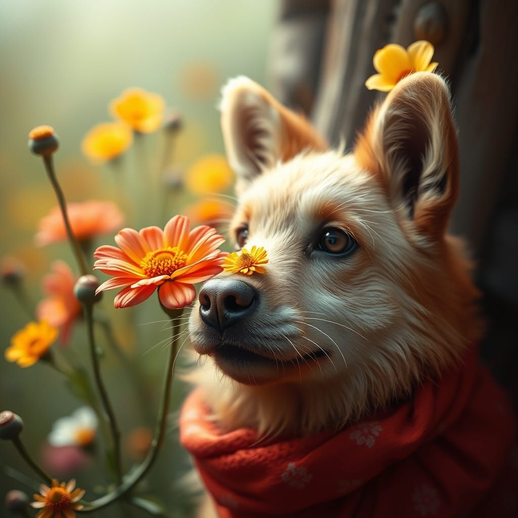 Cute Bunny on Floral Path