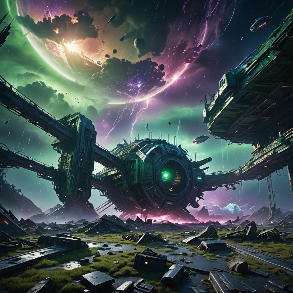 Haunted Space Station Drifting Through Cosmic Storm