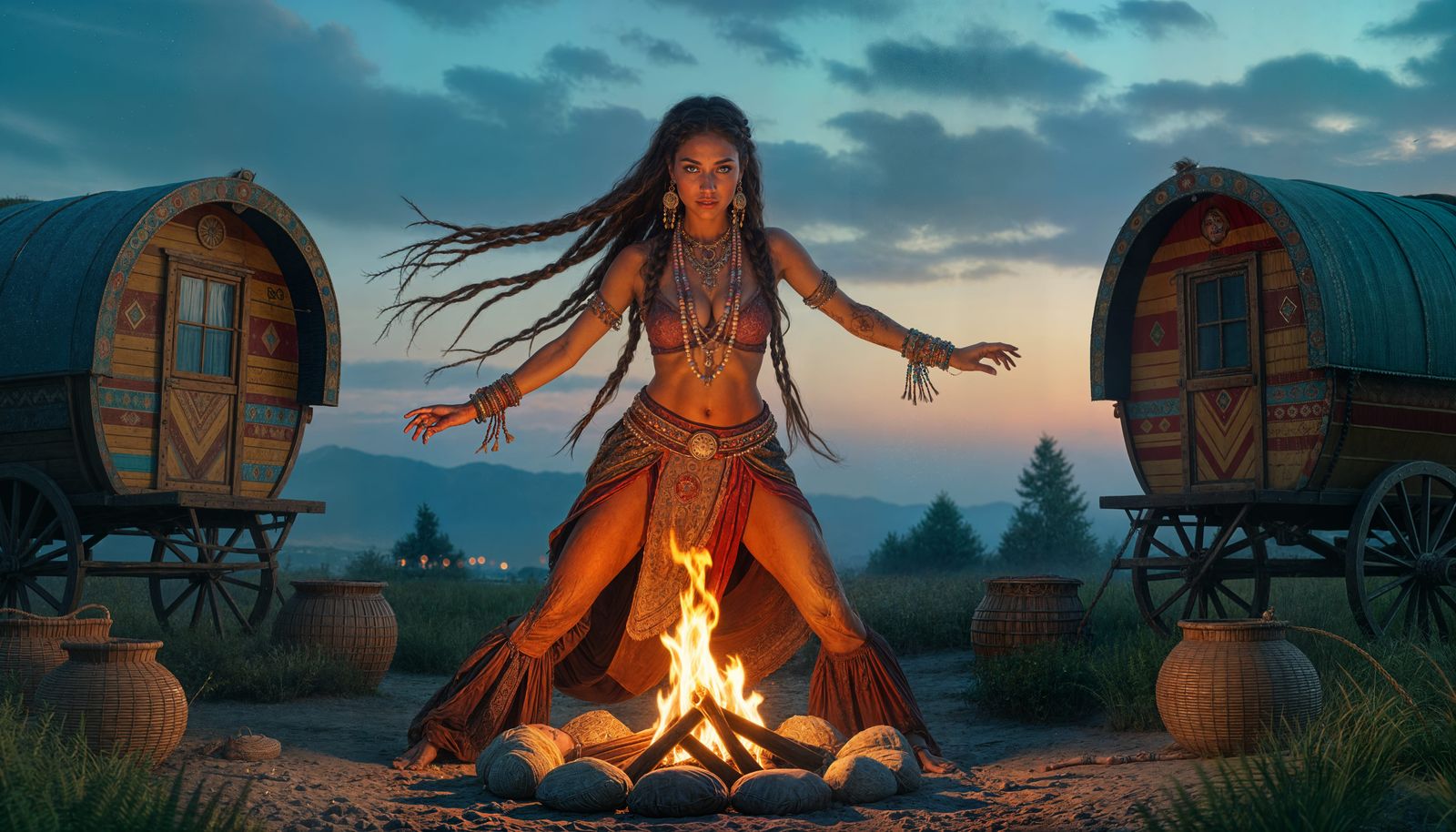 Bohemian Gypsy Fire Dance in Octane Render