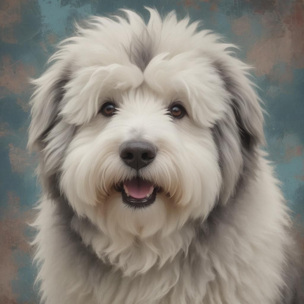 Adorable Sheepdog in Digital Pop Art Style