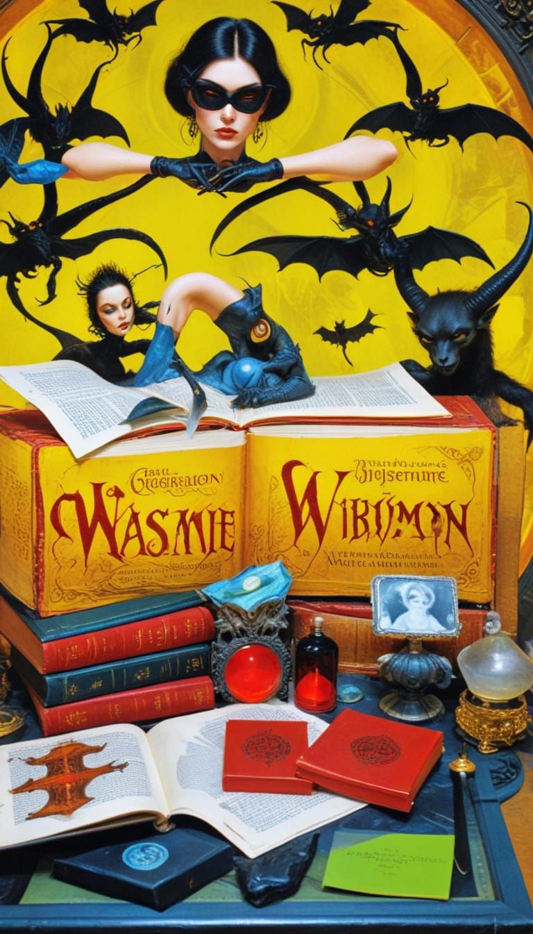 Cyberpunk Sorceress Studies Ancient Tomes in a Mysterious St...