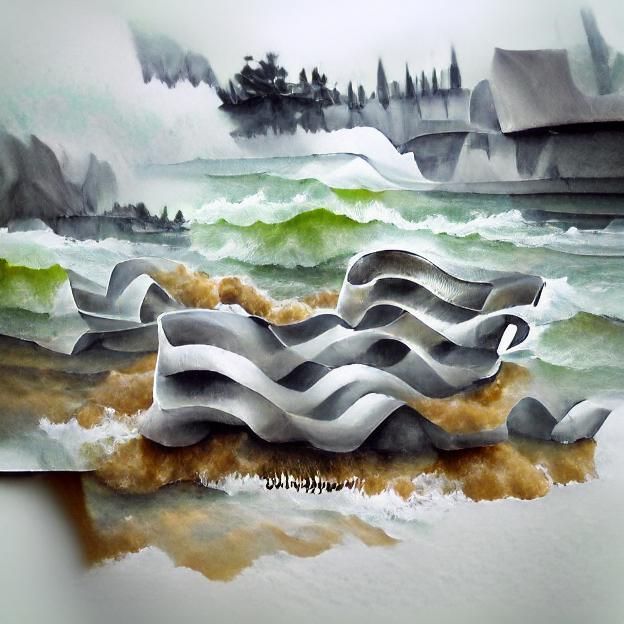 waves breaking against the shore on a grey morning