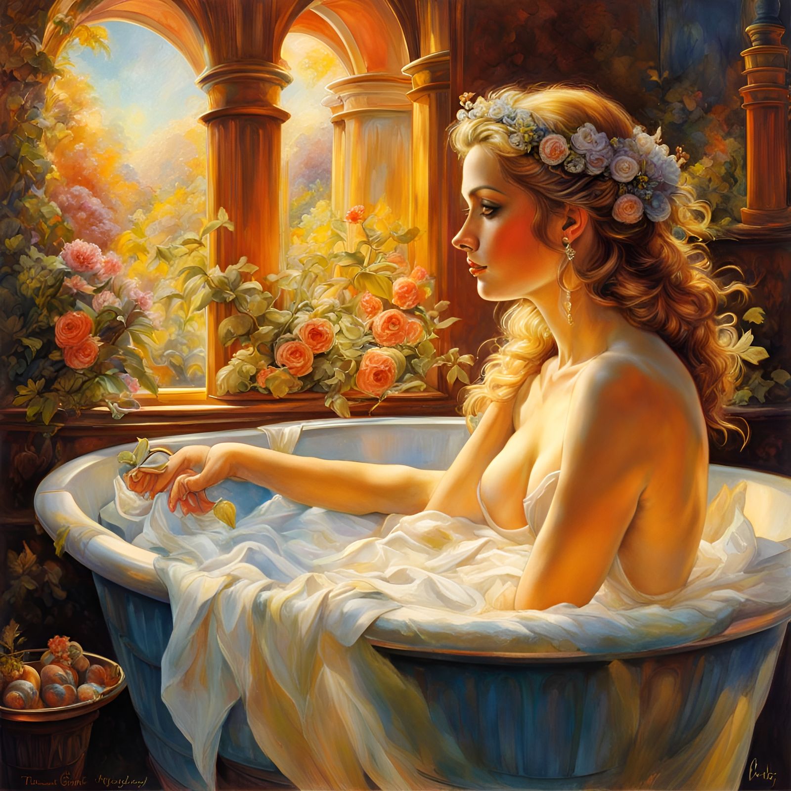 Girl in Bubble Bath: Loose Watercolor Illustration