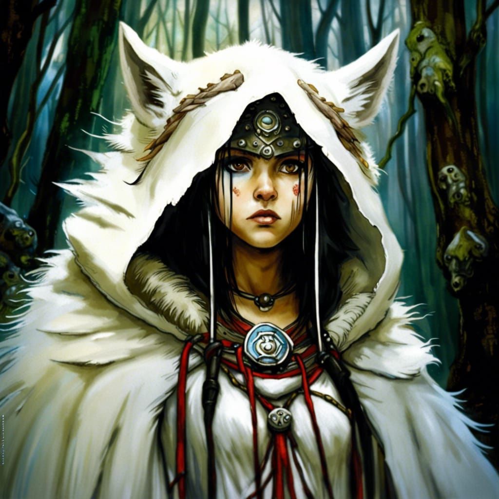 Princess Mononoke in a Magical Forest