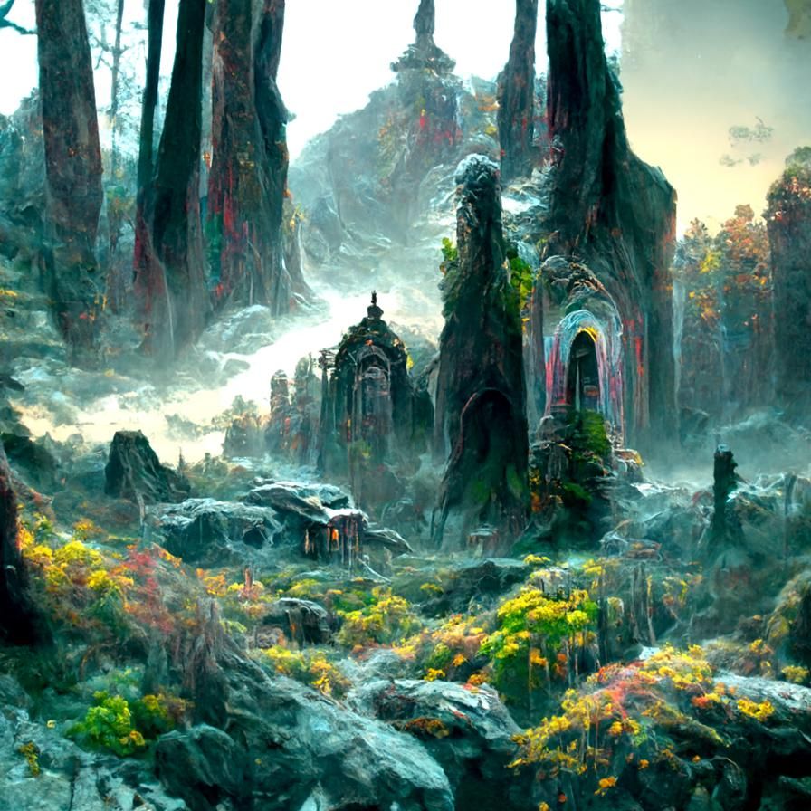 Ancient Jungle Temple Interior: Digital Illustration