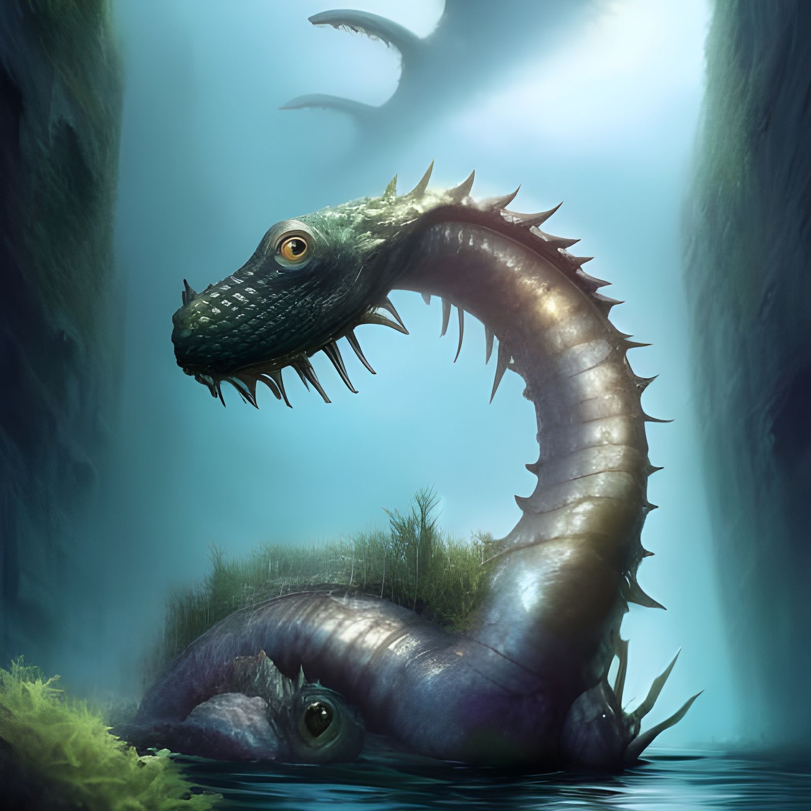 Adorable Baby Loch Ness Monster in Psychedelic Pop Art