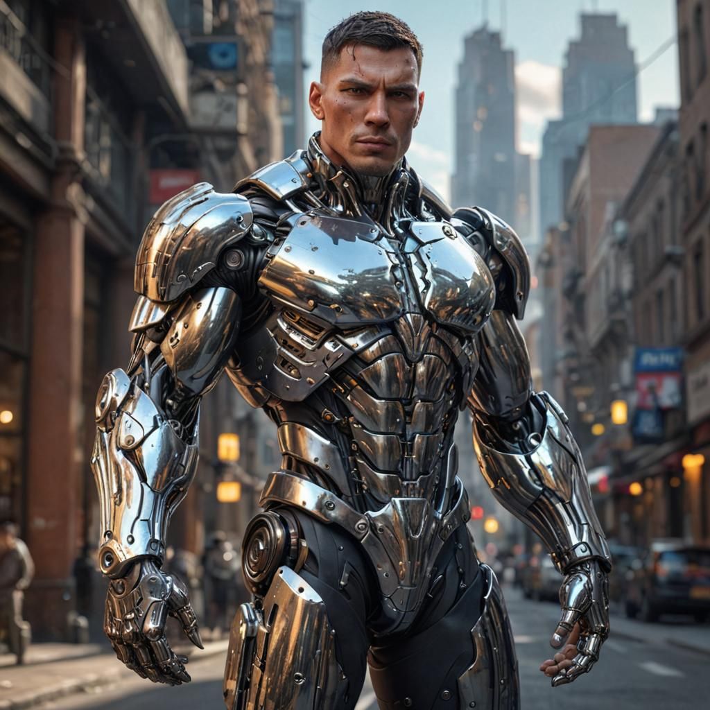 Chrome Cyborg Concept Art Portrait in 8K