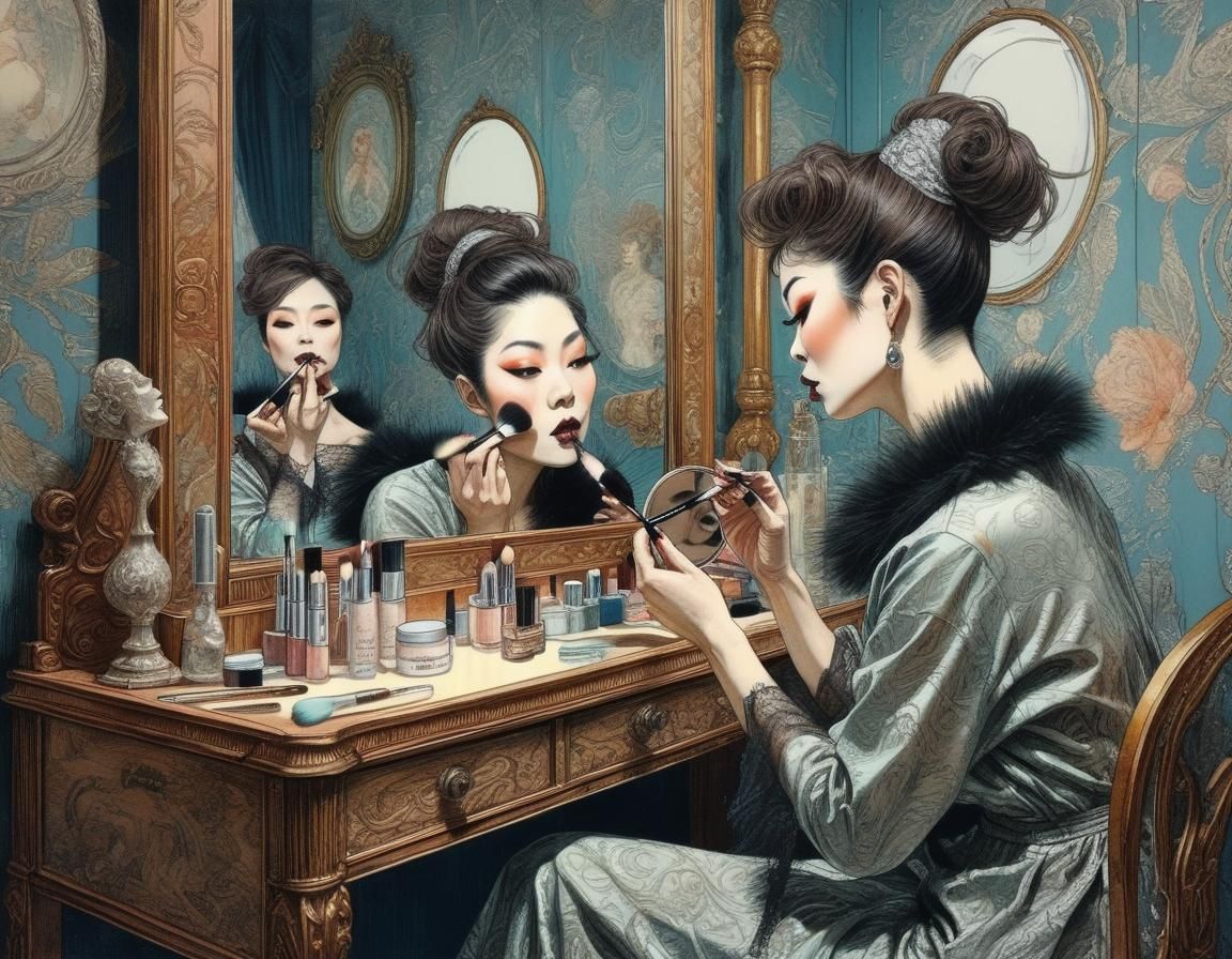 Eiko Koike Makeup Portrait in Félicien Rops Style