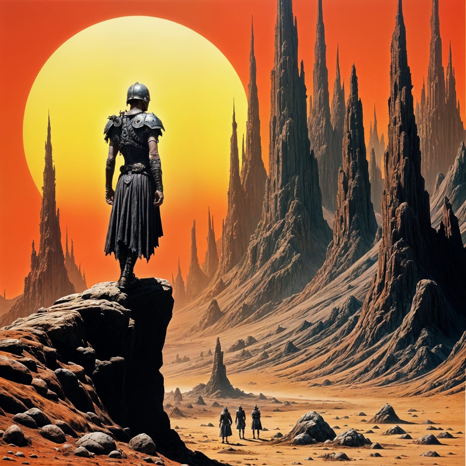 Mysterious Post-Apocalyptic Wasteland in Crimson Twilight