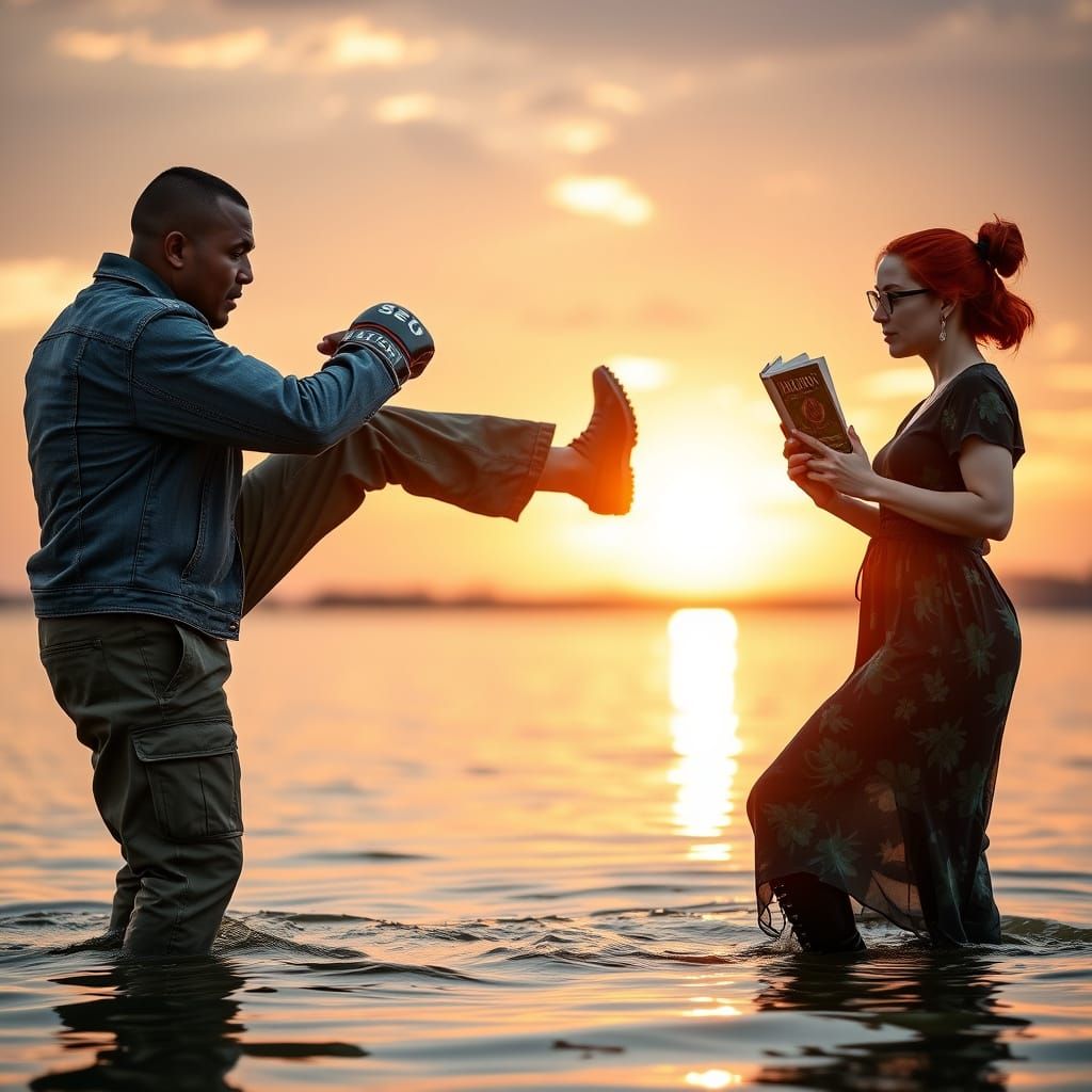 Suriname MMA Fighter Kicking with Girlfriend at Sunset