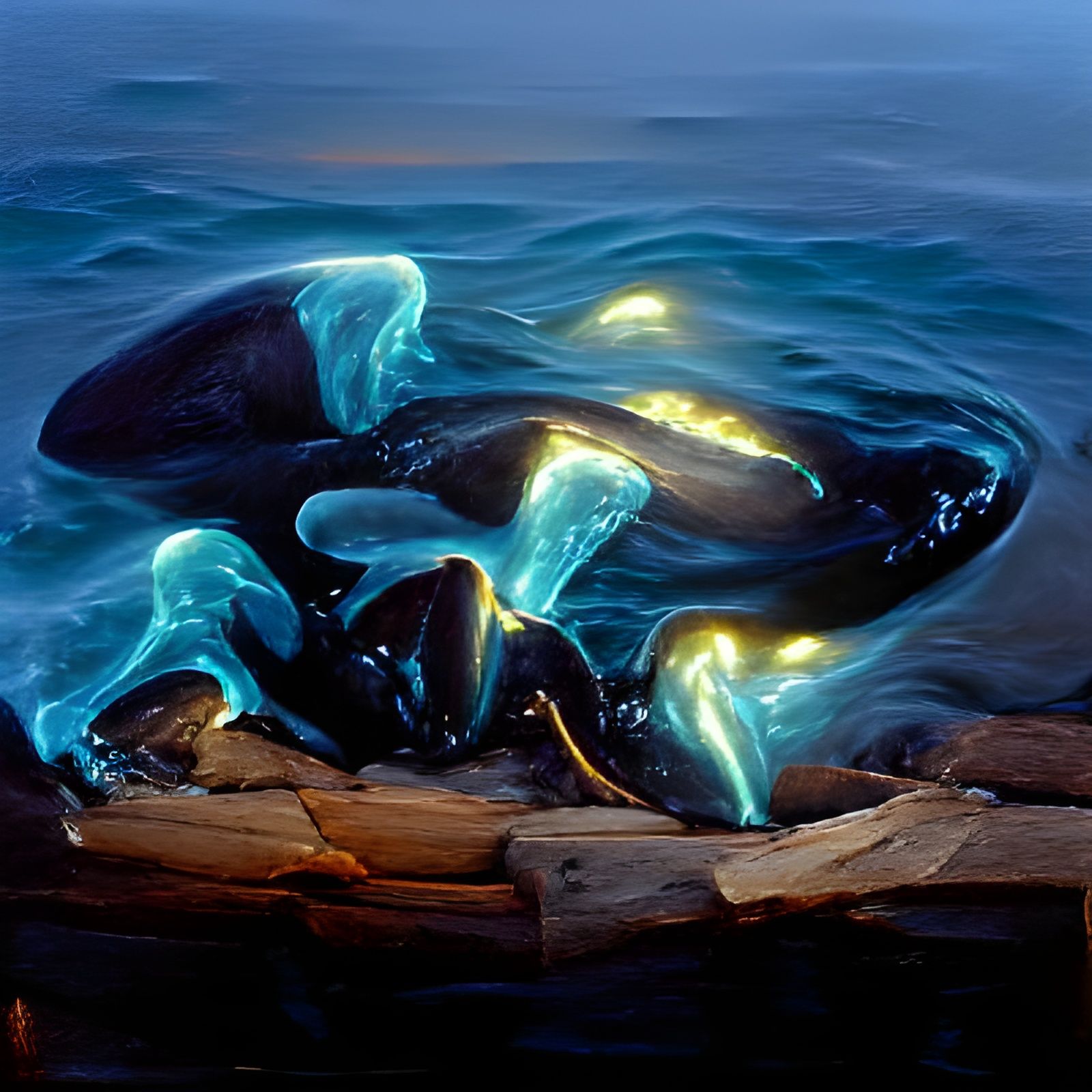 Bioluminescent Wonders: Oil Painting