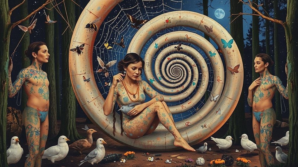 Mystical Shaman Sculptor in Surreal Bio-Art Spiral