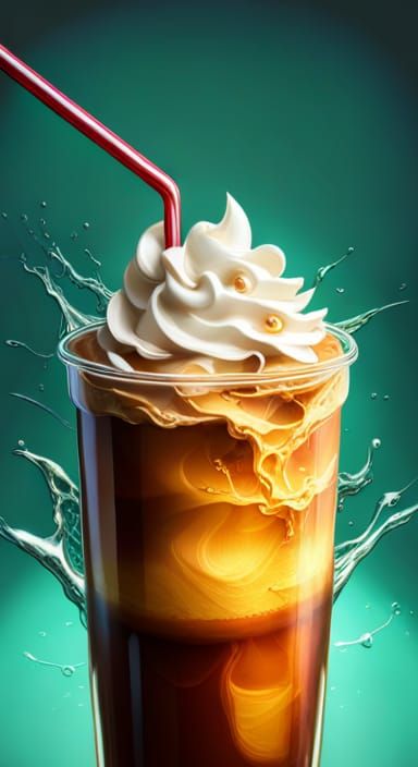 Hyperrealistic Iced Coffee with Whipped Cream