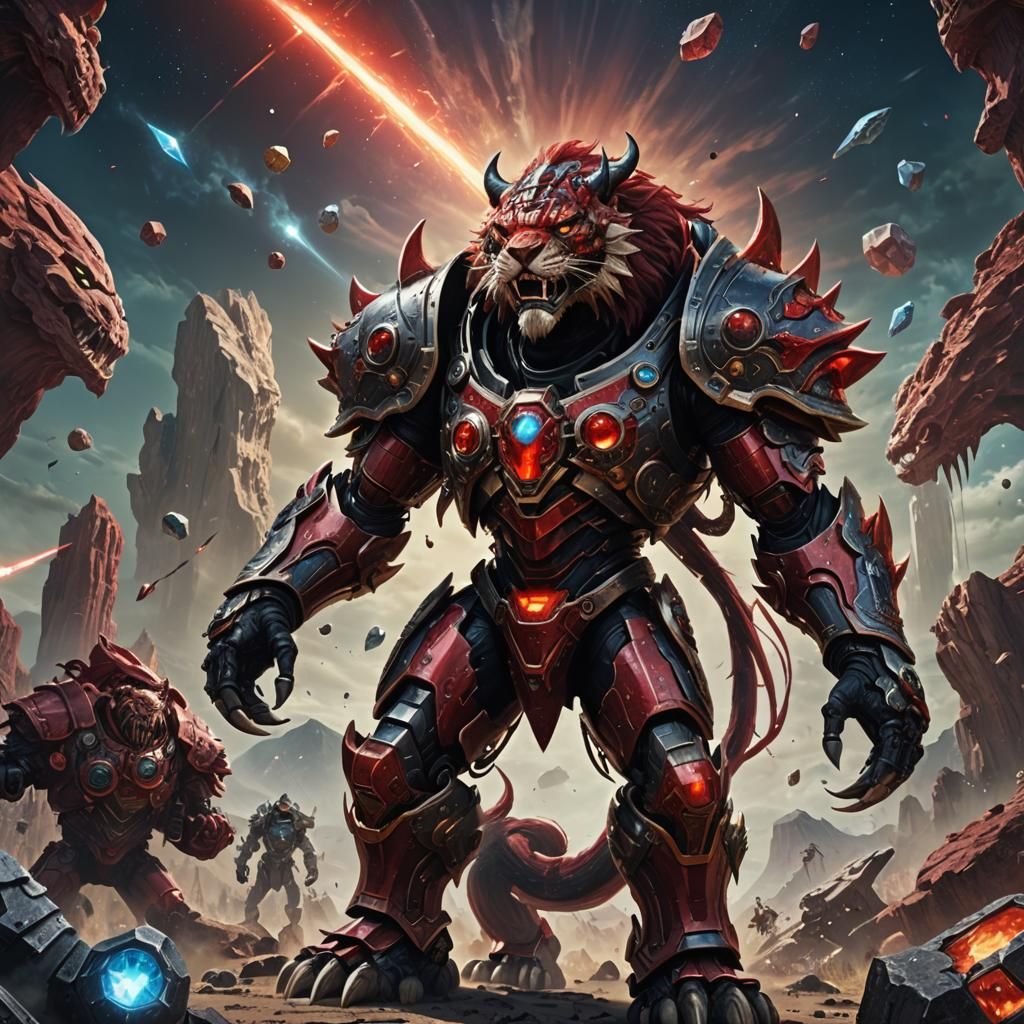 Giant One-Eyed Humanoid Roaring in Fantasy Armor