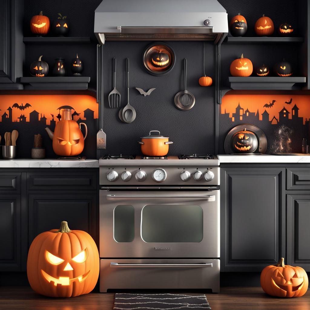Spooky Halloween Kitchen Appliances in Detailed Matte Painti...
