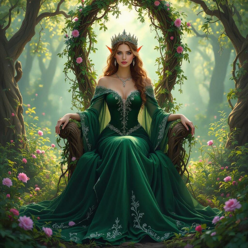 Emerald Elf Queen in Forest Glade