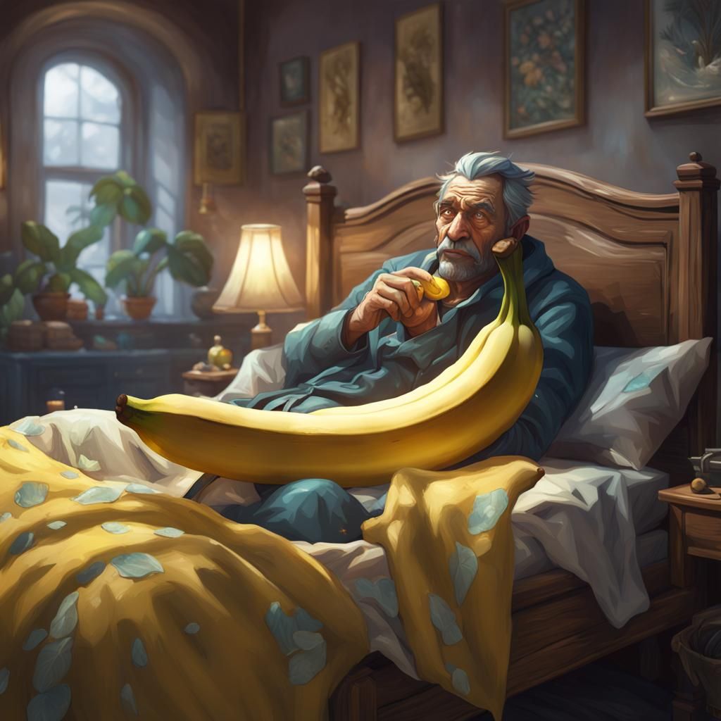 Sick Banana Portrait in Hyperdetailed Digital Art