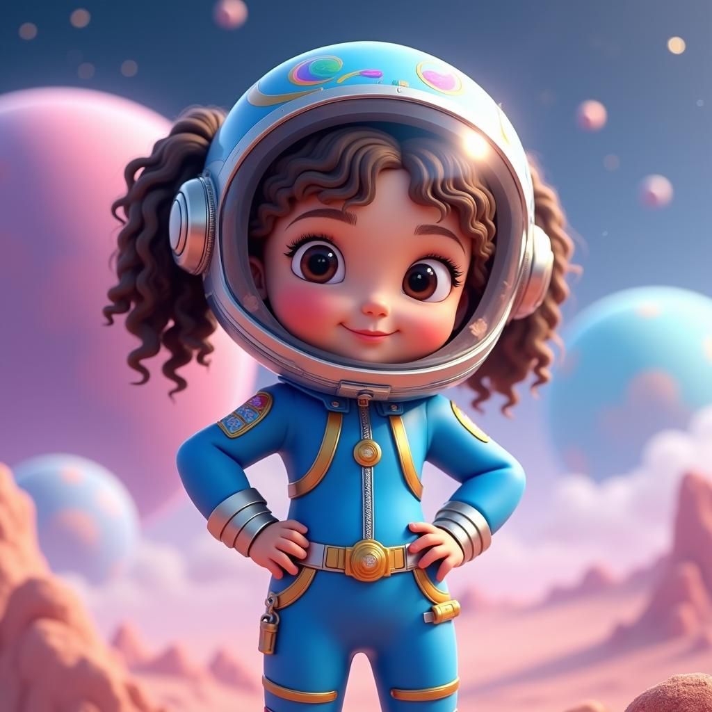 Girl Astronaut in Futuristic Space Art