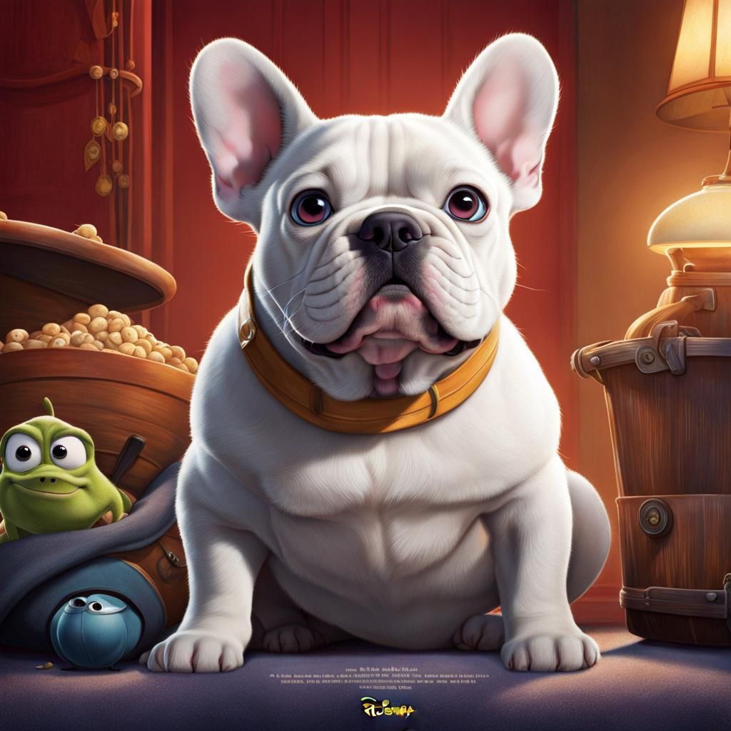 French Bulldog in Disney Pixar Movie Poster