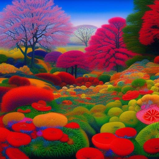 False Plum Anemone Fantasy: Hyperdetailed Pixel Art