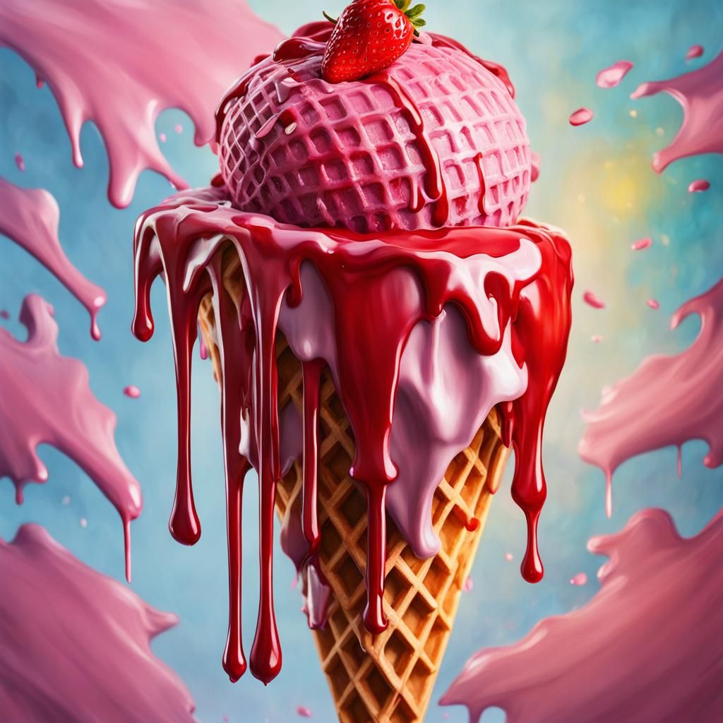 Melting Strawberry Ice Cream