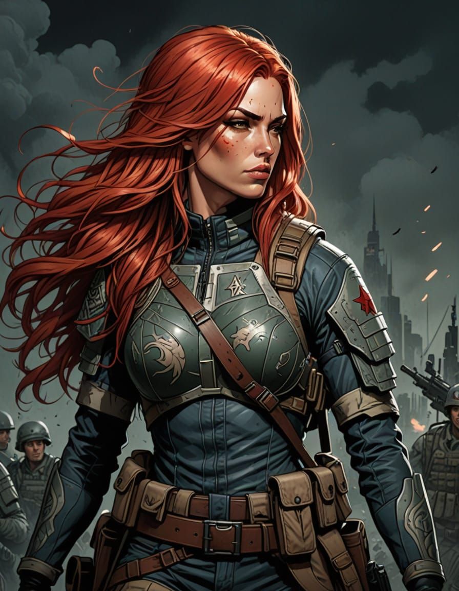 Female Warrior in Comic Book Style