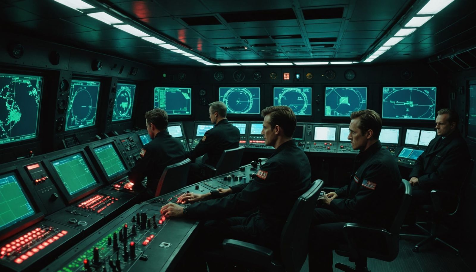 Submarine Control Room: MIB Agents Observe Unseen Ocean Blip...