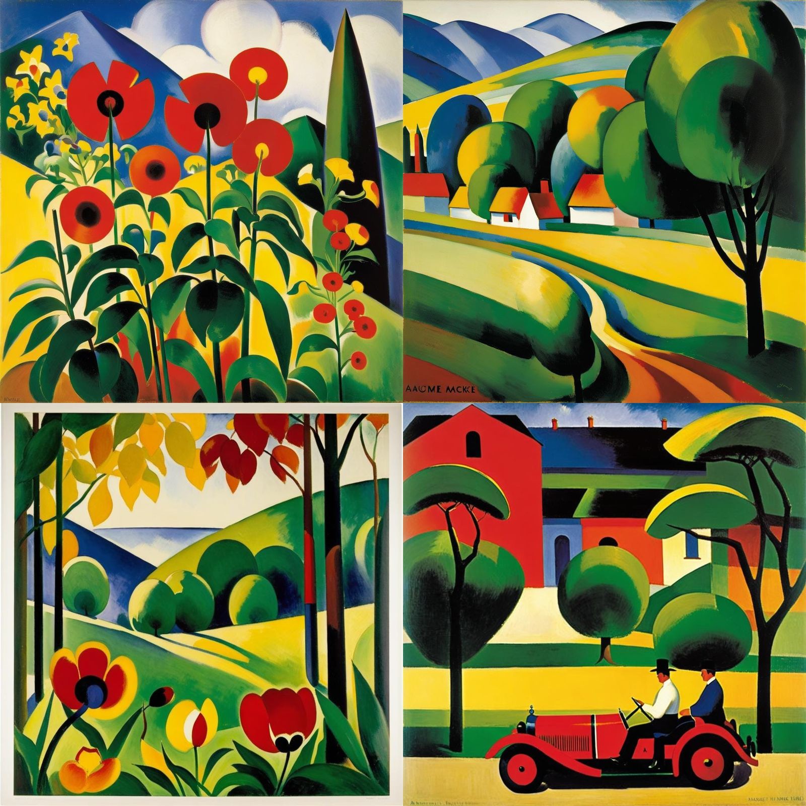 Expressionist Painting in Style of August Macke