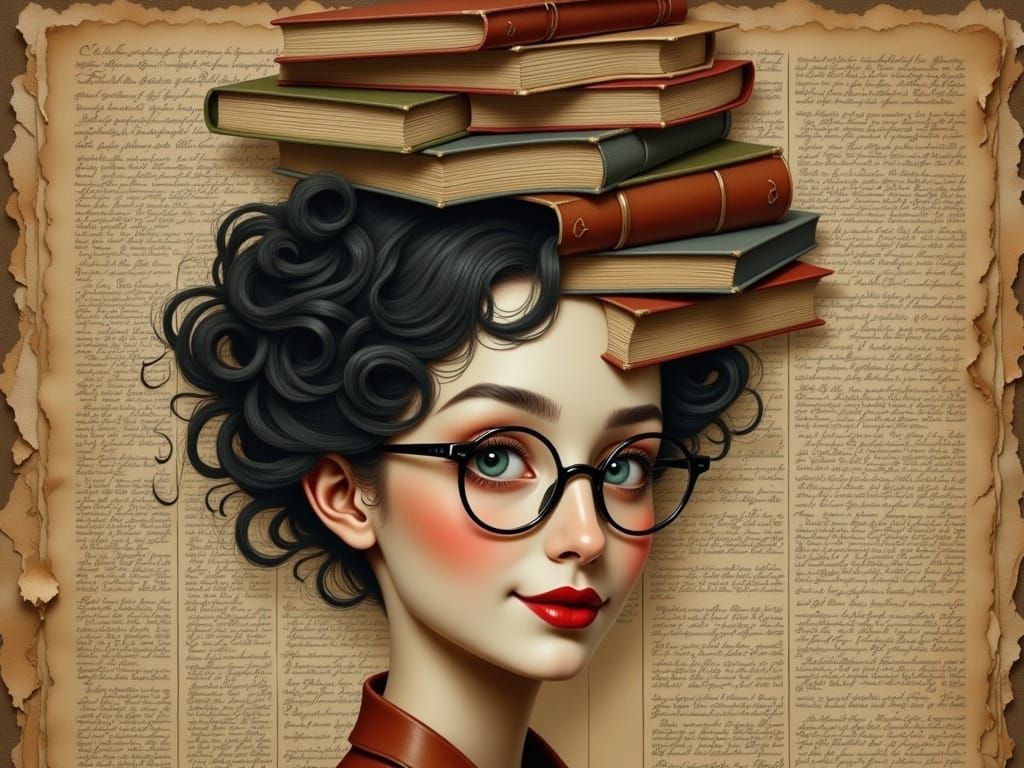 Ethereal Scholar in Whimsical Study