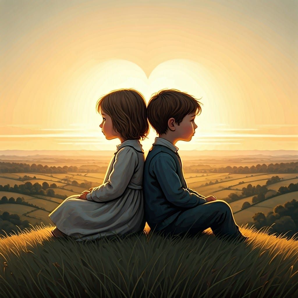 Siblings Share Sunset Moment of Perfect Innocence in Whimsic...