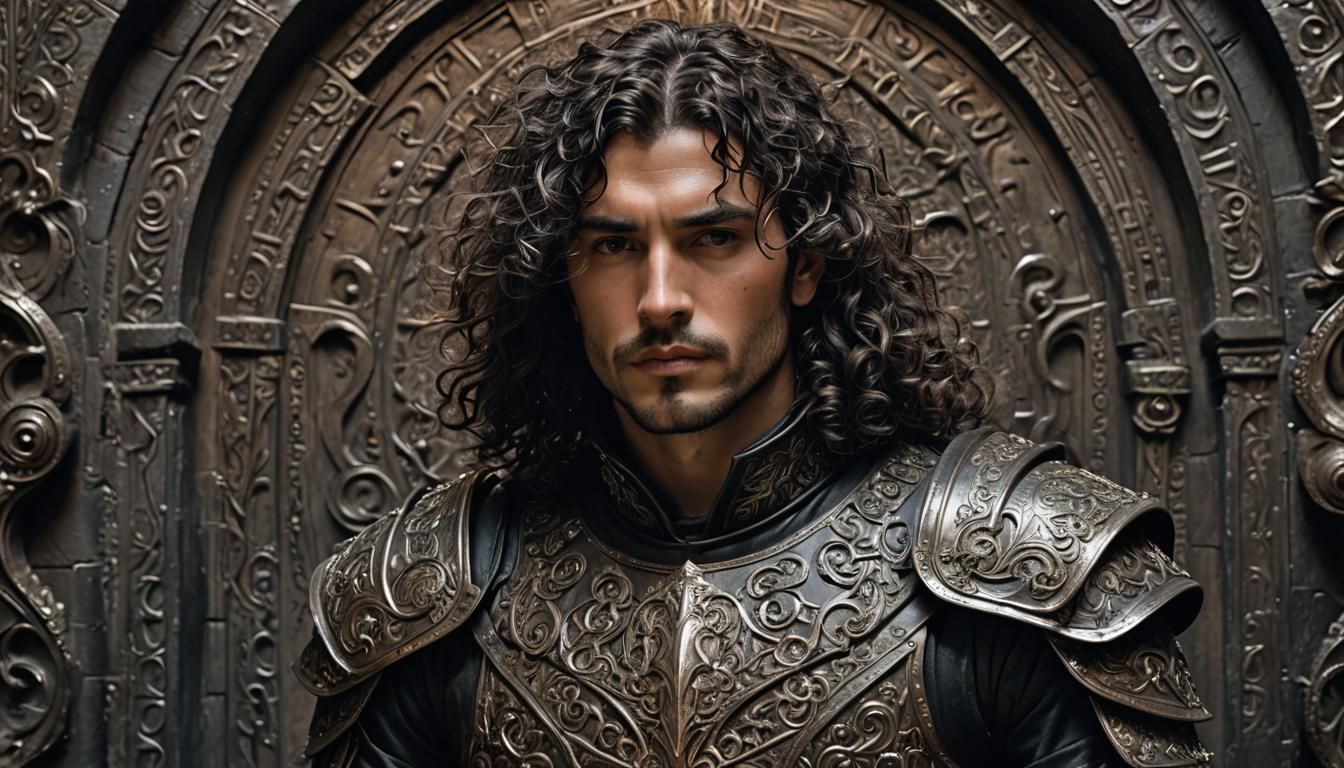 Brooding Warrior in Psychedelic Dungeon, Fantasy Art