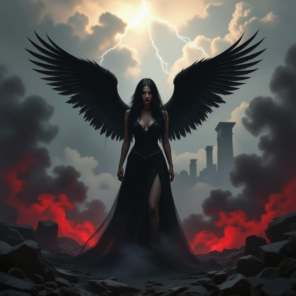 Seraphima's Expulsion: Horror Photo in Chiaroscuro Style