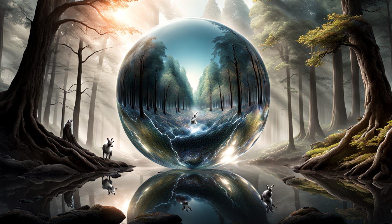 Surreal Orb Cracks, Refracting Forest Into Kaleidoscopic Vis...
